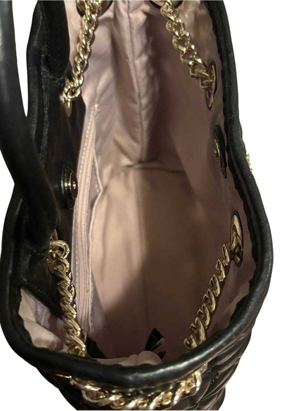 Kate Spade Bloom Medium Quilted Leather Backpack Black Drawstring Chain - Picture 6 of 11